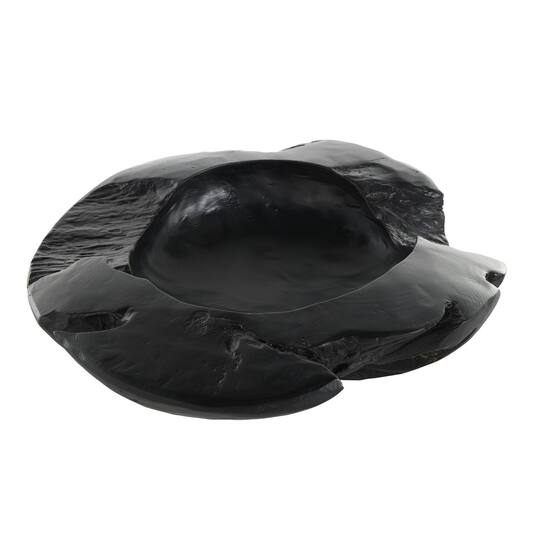 17.75" Black Teak Wood Handmade Live Edge Decorative Bowl